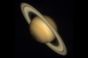 Saturn viewed through a telescope